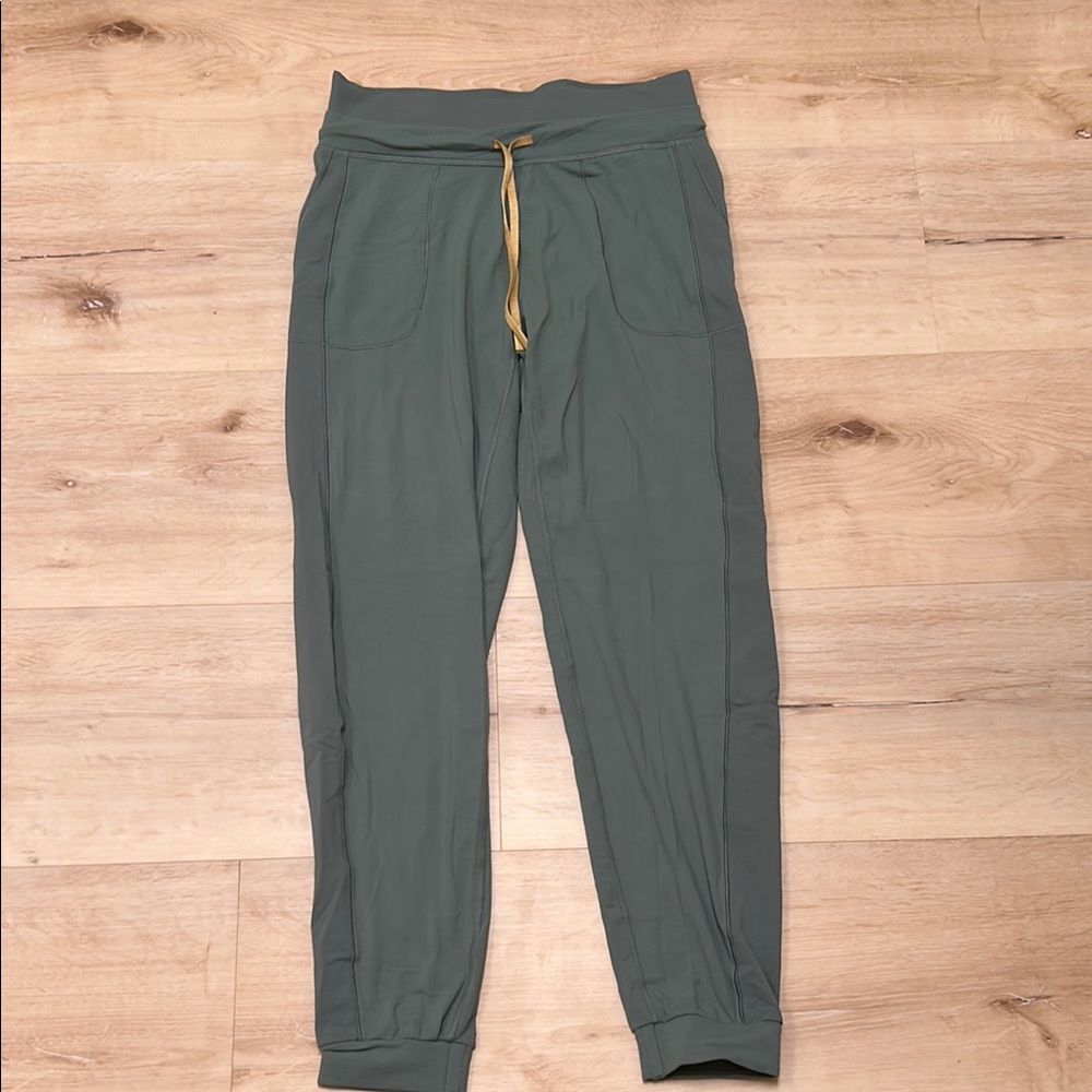 Green Jogger Pants with Gold Drawstring